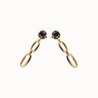 Drop earrings with faceted black crystal and links